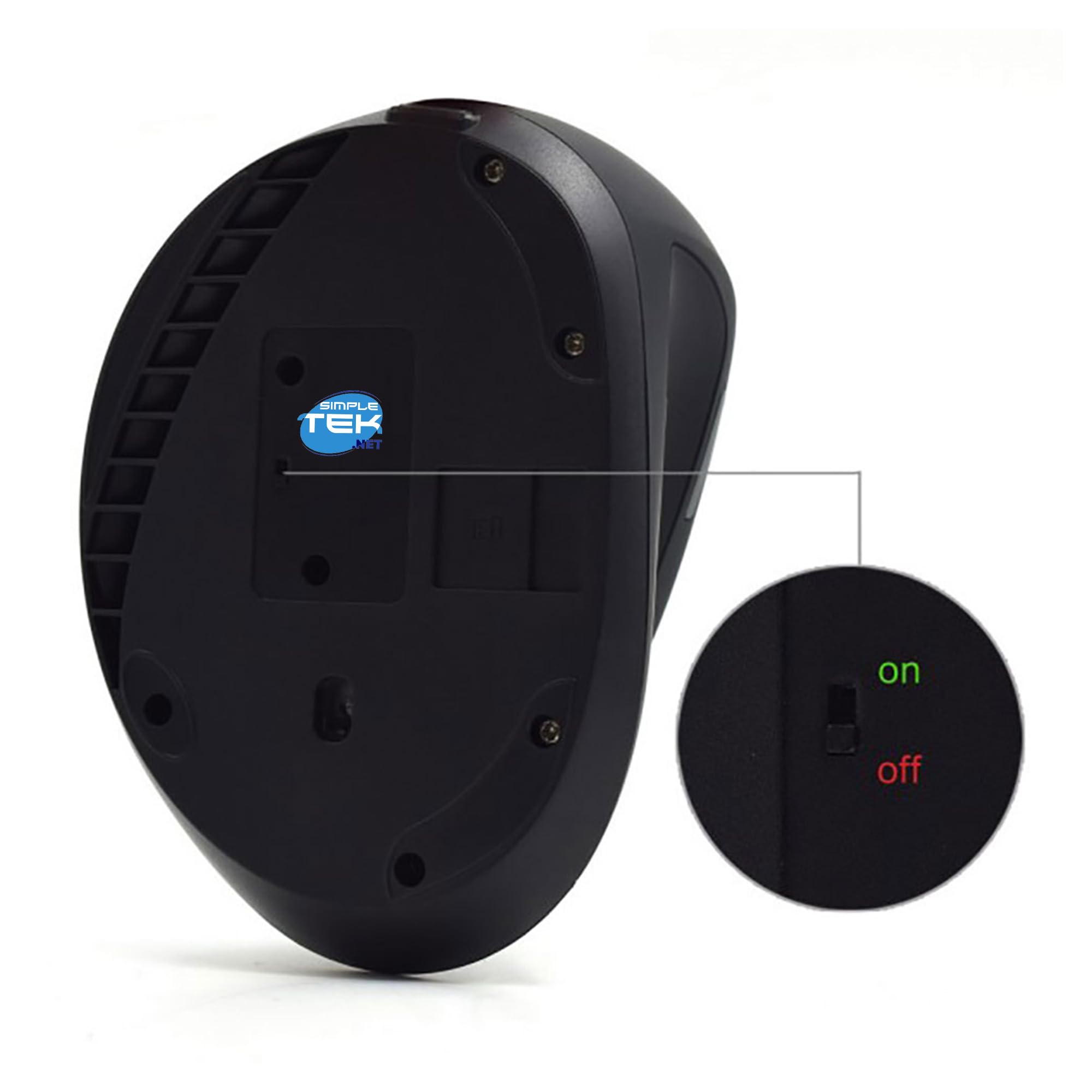 SIMPLETEK - Mouse verticale ergonomico wireless 2,4 GHz 5 pulsanti con batteria interna ricaricabile, fino a 1600 DPI, ricevitore USB incluso