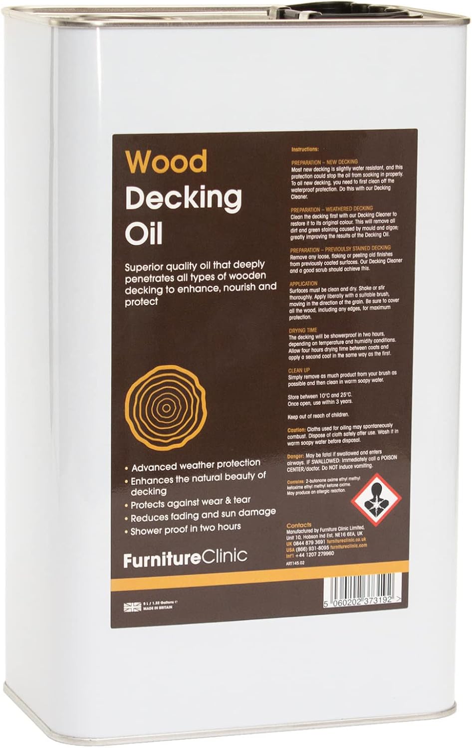 Clear Decking Oil 5L Suitable All for Types of Wooden Decking to