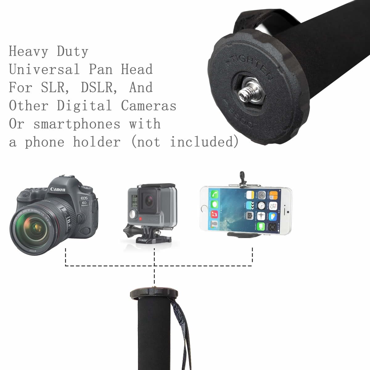 JUSTOP Pro Monopode pour appareil photo numérique DSLR 154,9 cm – Canne de marche extensible, légère, compacte et portable – Unipode de voyage Alpenstock avec sac de transport