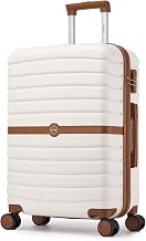 Kono Medium Hard Shell Suitcase, Lightweight ABS+PC Checked Luggage,White | 24 Inch 62L Anti-Scratch Trolley with Silent Spinner Wheel & Combination Lock, Ideal for European Trips & Weekend City Breaks