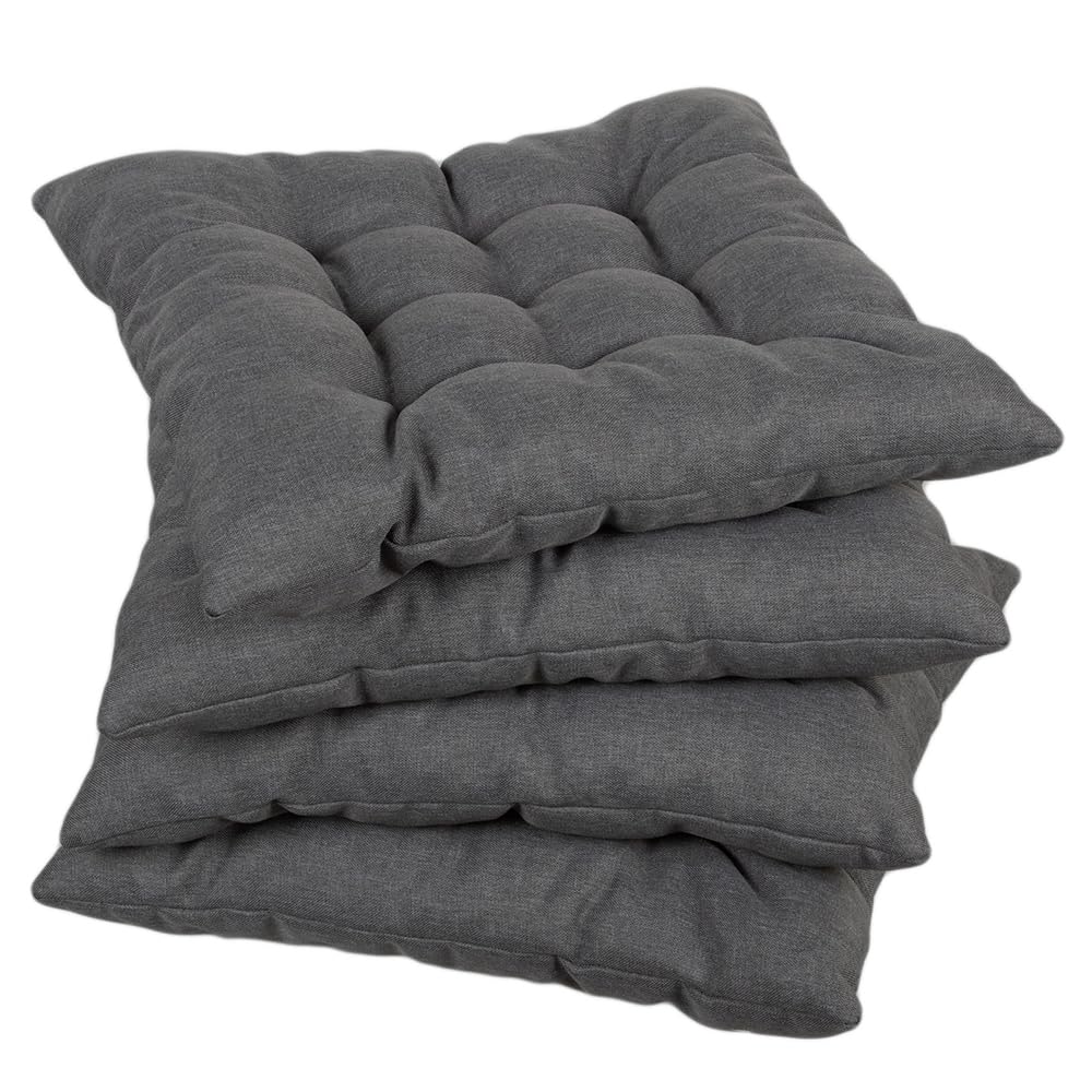 gutekissen Coussin de Chaise piqué carré Garniture pour chaises/bancs pour la Maison et Le Jardin Coussin d'assise Coussin d'assise de Jardin Nombreuses Couleurs (50x50, Gris foncé, 4)