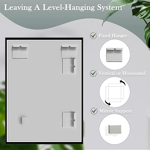 Miniatura 7 de FEUKNY Espejo de tocador de baño de 24 x 36 pulgadas, espejo de pared moderno con marco negro para decoración del hogar, espejo rectangular de