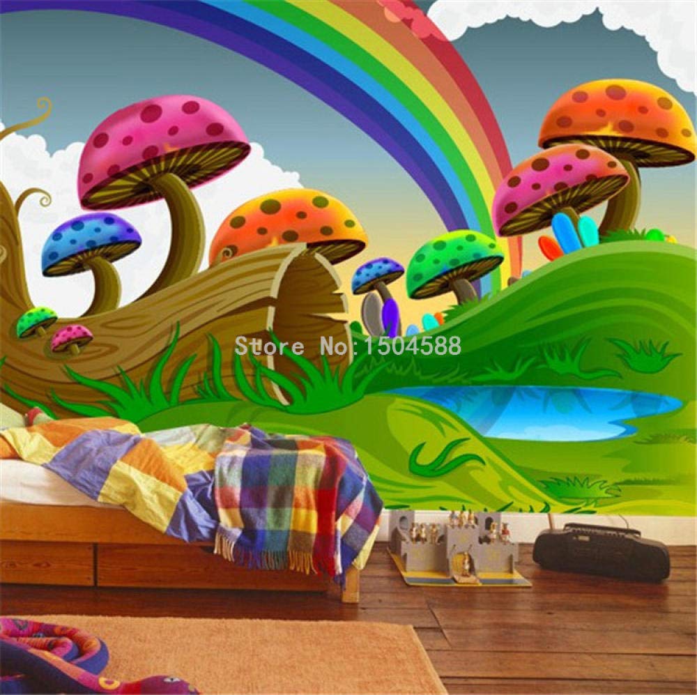Papier peint 3D chambre enfant dessin animé arc-en-ciel mural 300x210