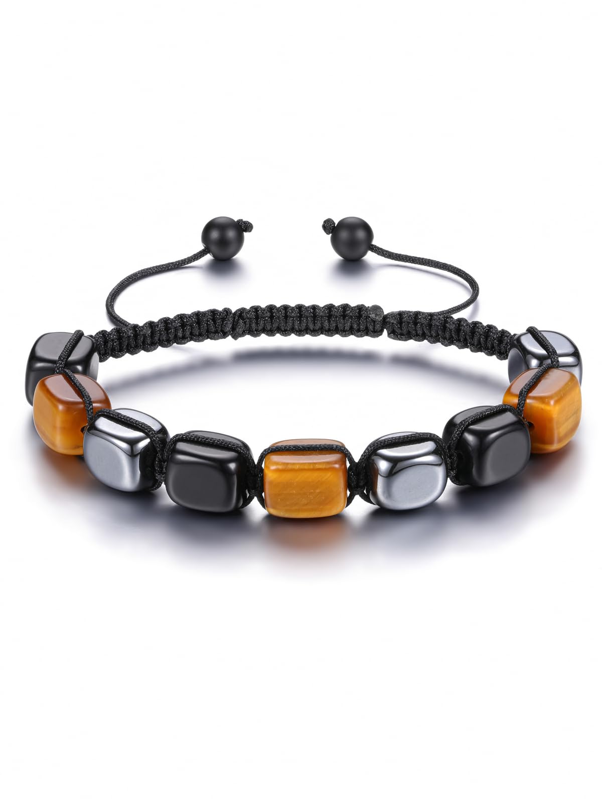 Mens Healing Crystal Bracelet for Men Jewellery,Tiger Eye Obsidian Hematitie Protection Spiritual Stone Beaded Braided Rope Bracelet Valentines Mens Gifts for Men Boys Him Birthday