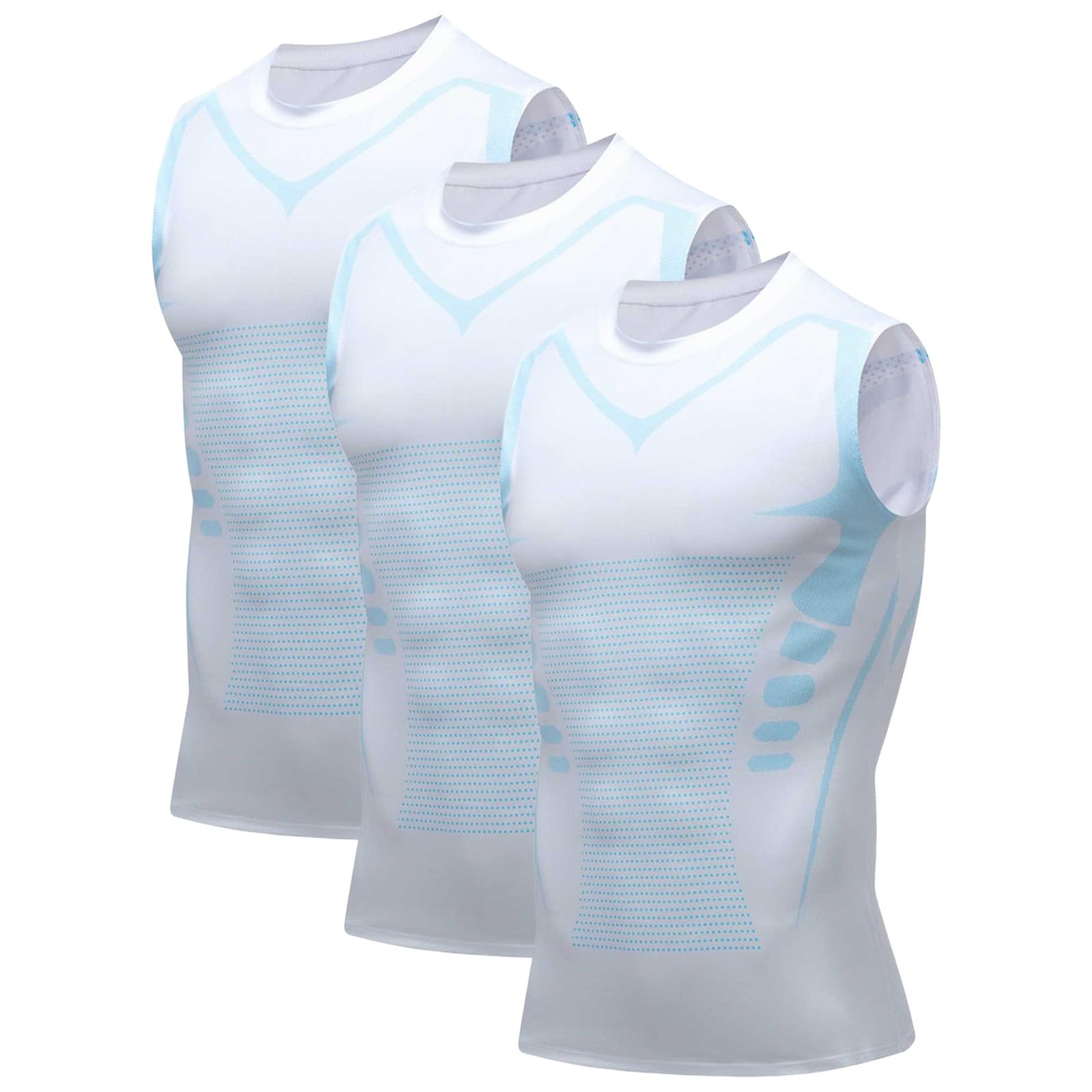 Lot de 3 Gilet Modelant Ionique Nouvelle Édition, Matière Soie Glacée Ultra Respirante Conçue pour Les Hommes Recherchant Le Corps Parfait Debardeur Compression Homme Tee Shirt sans Manche