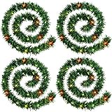 WILLBOND 4 Strands Christmas Garland 72 Feet Artificial Pine Garland Soft Greenery Garland with 4...