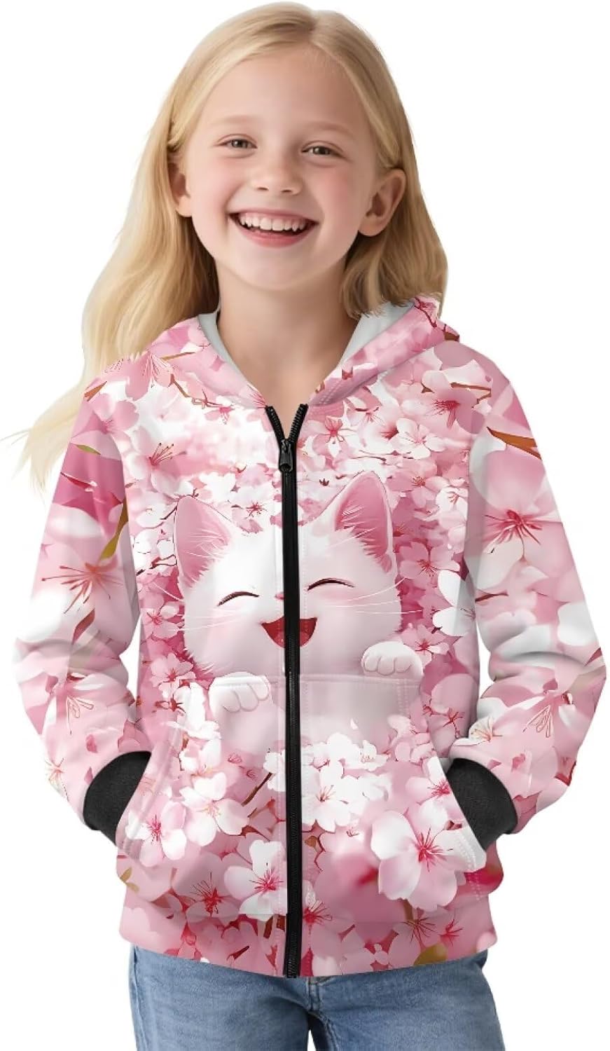Girls Long Sleeve Hoodies with Pockets Thickened Sweatshirts for Fall Winter Casual Outfits 6-14Y