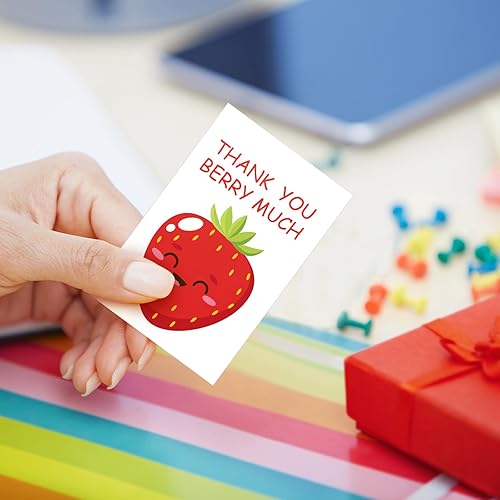 Miniatura 5 de Loetere Juego de 45 tarjetas de agradecimiento de Navidad con llaveros de frutas, bolsas de organza, tarjetas de agradecimiento divertidas de Papá