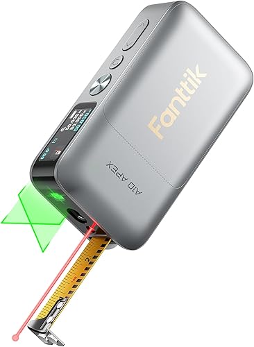 Miniatura 10 de Fanttik A10 Apex - Cinta métrica láser digital 3 en 1 con pantalla a color HD, medición láser recargable de 165 pies y láser de línea cruzada verde
