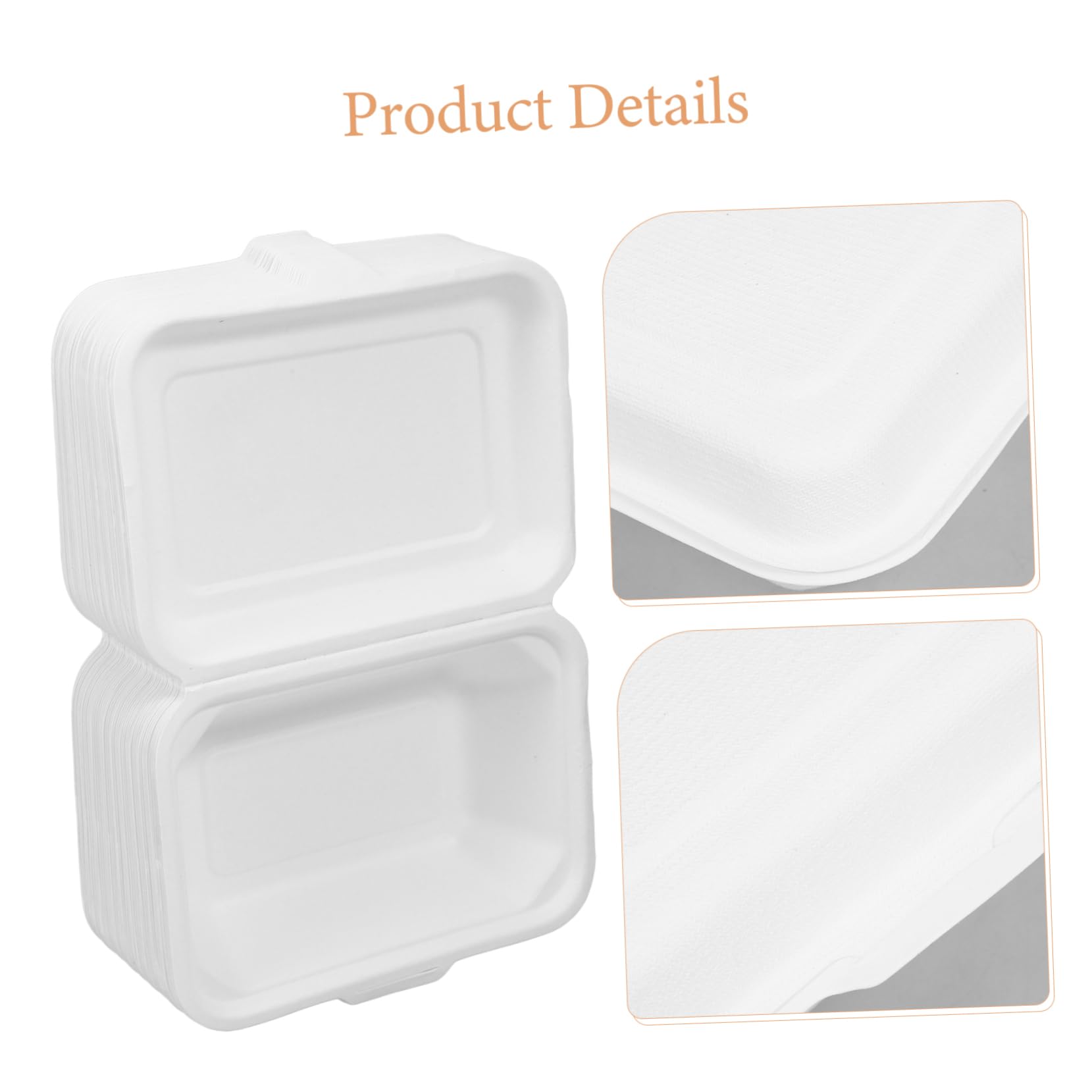 ULTECHNOVO 100piezas Envases Comida Desechables Recipientes De Biodegradables Para Comida Caja De Almuerzo y Práctica Para Calientes y Frías