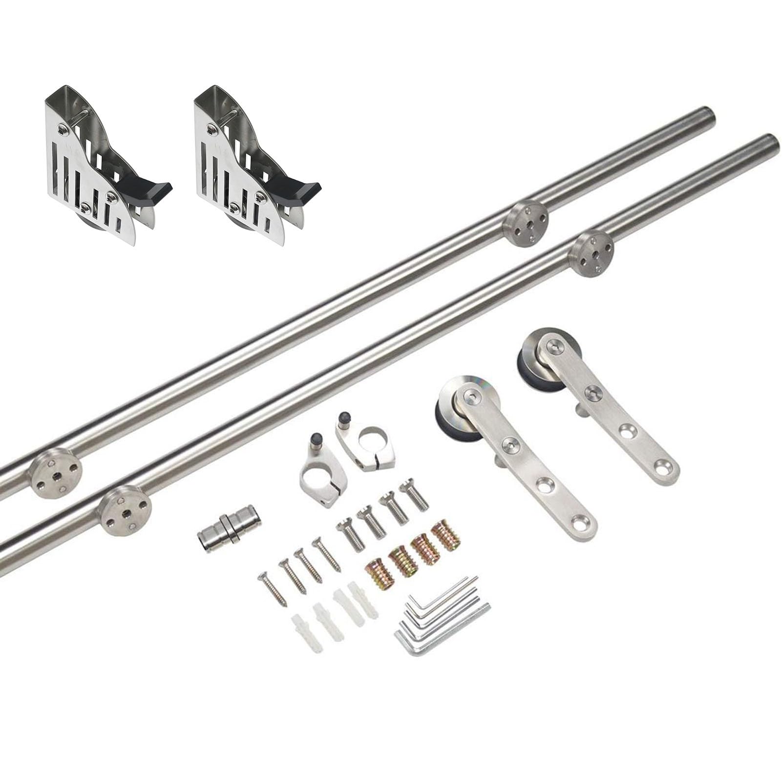 Kit rail coulissant 300cm anti-claquement en acier inoxydable