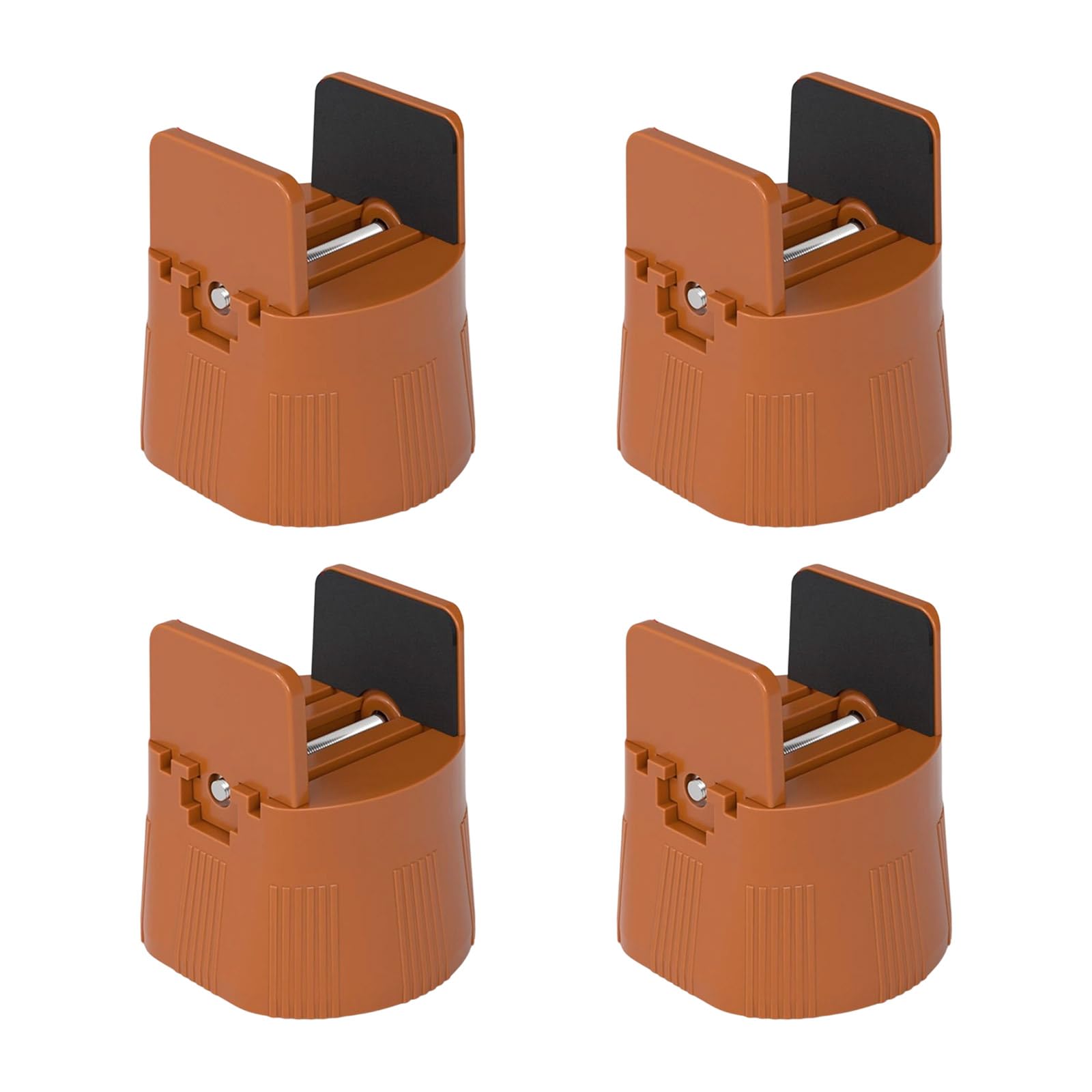 Fentency Height 5Cm Brown 4Pcs Furniture Heightening Foot Pad Adjustable Leg Risers Bed Foot Pad With Clamp Easy To Installation Adjustable Chair Feet Risers With Screw Clamp
