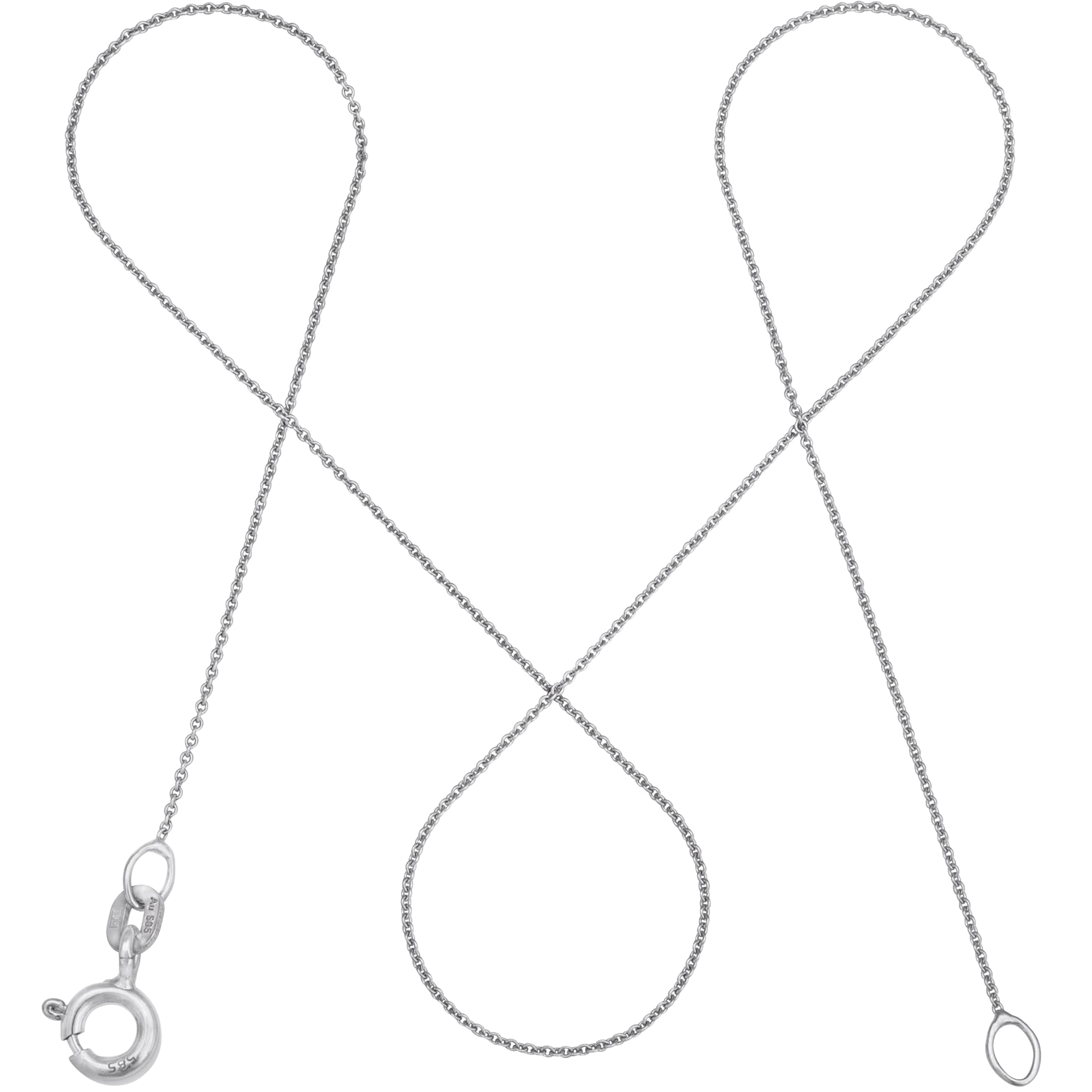 modabilé Damen Ankerkette Rund Weißgold aus 585er Gold (34-80cm I 0,8mm breit) I Goldkette 585 ohne Anhänger I Zarte Halskette Frauen I Echtgold Kette + Etui I Goldkettchen Produziert in Deutschland