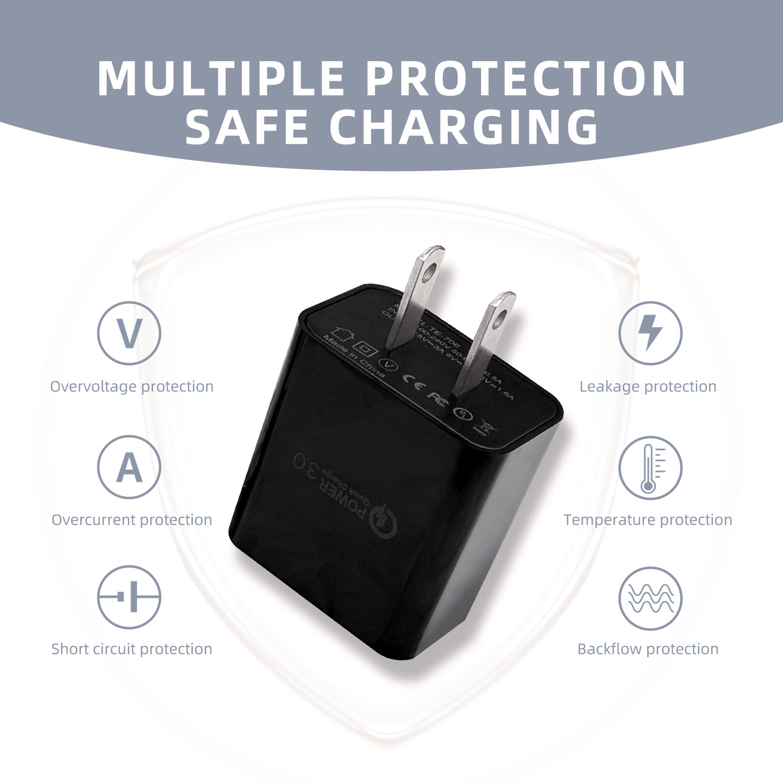 Cargador rápido USB C QC3.0 para Samsung Galaxy A20E A20S A30S A50S A51 A10E, A30 A40 A50 A70 A80 A20, Galaxy Note 8 9, S9 S8, S10 Plus tipo C cable de carga de 5 pies