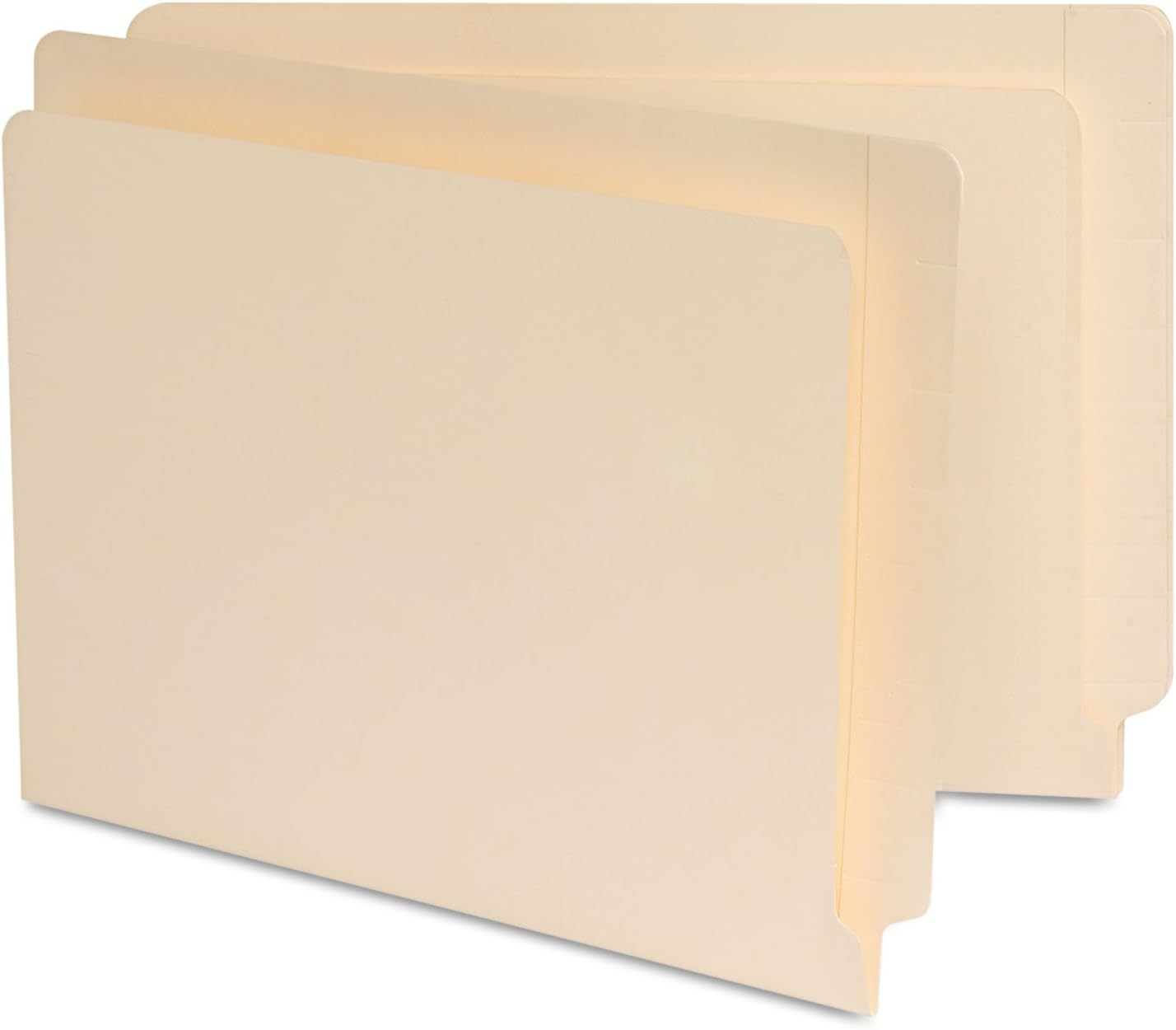 Universal 13300 Manila Reinforced Shelf Folder, Nine Inch High Front, Letter, 100/Box