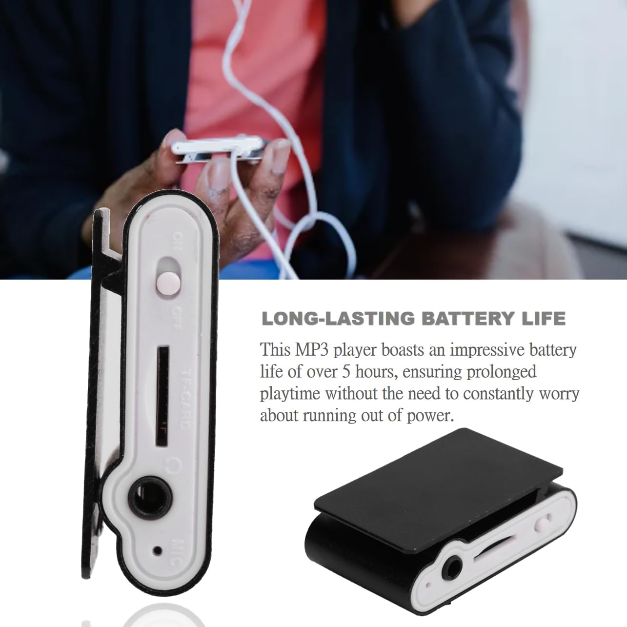 Mp3 with Mini Screen , LCD Screen Back Clip Mp3 , Portable Music Player , 32 GB Sports Mp3 Clip Mp3 Player , LCD Screen MP3 Music Player for Outdoor Activities (Black)