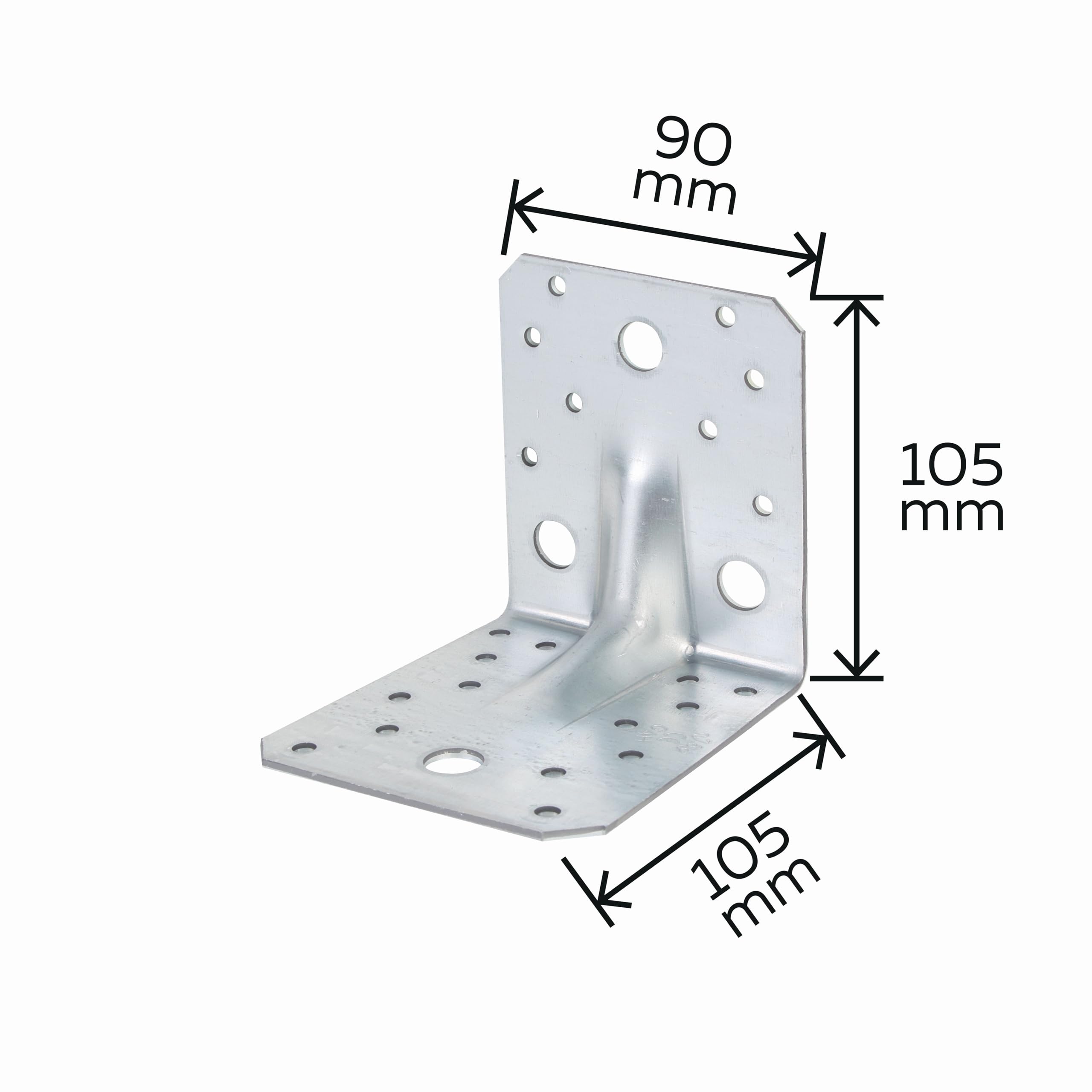Alberts 329747 Schwerlast-Winkelverbinder mit Sicke | sendzimirverzinkt | 105 x 105 x 90 mm | 24er Set