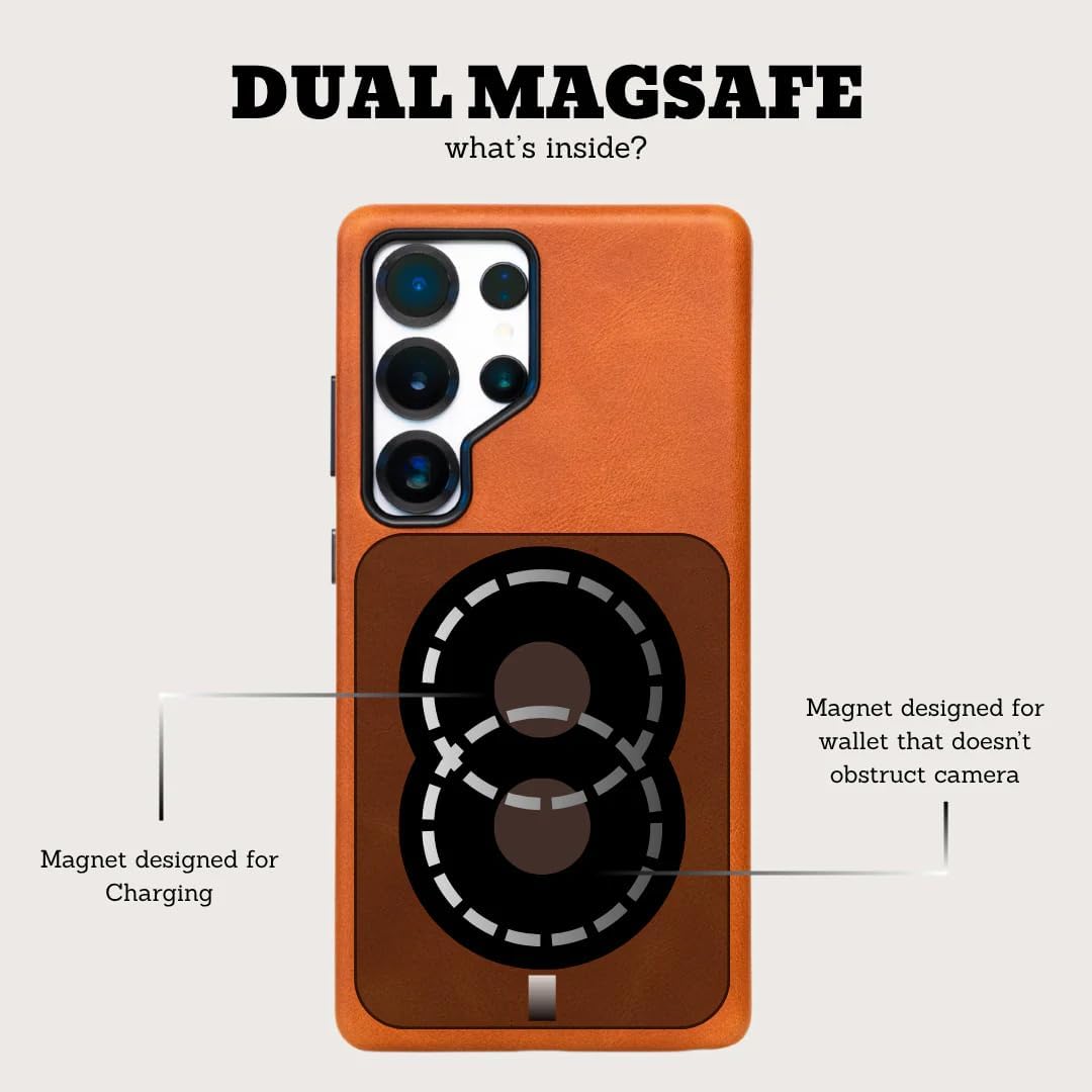 Bullstrap Premium Handcrafted Leather Case for Samsung S25 Ultra | No-Bulk Flawless Fit & MagSafe Compatible | Premium Full-Grain Samsung S25 Ultra Leather Case w/Beautiful & Unique Patina | Sienna