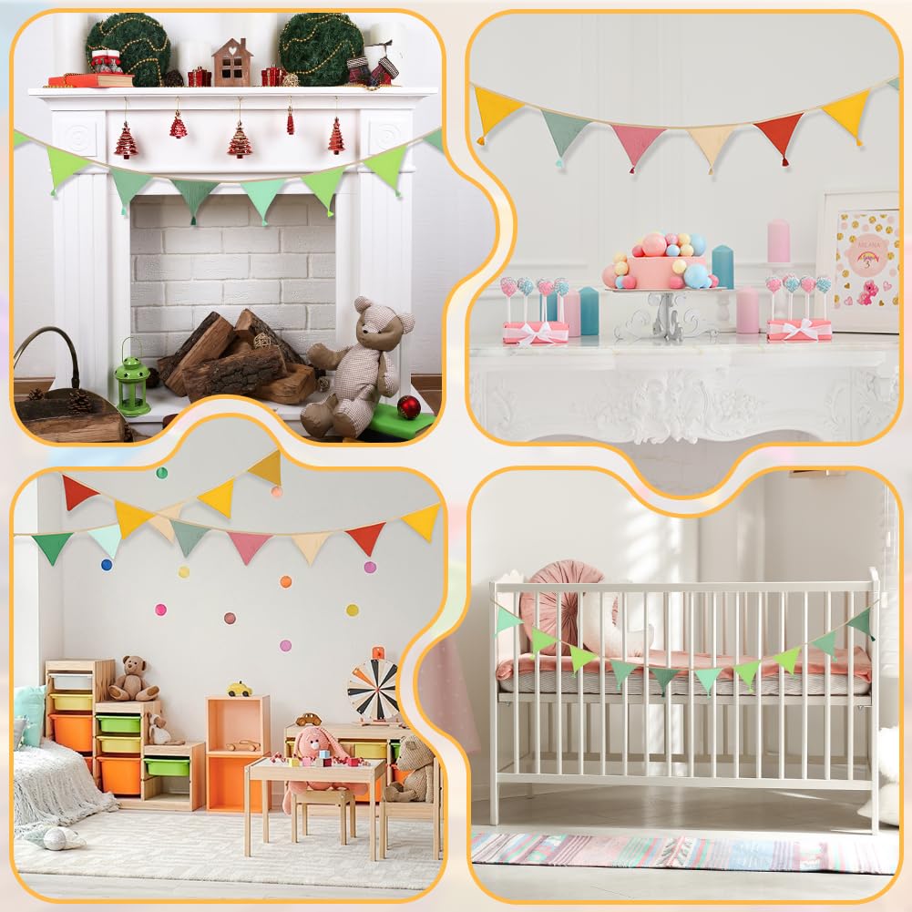 Tongyixin Bandierine Decorative per Letti di Bambini,2.6M Cameretta Tessuto Cotone Bandierine Colorate Bimbo Battesimo Compleanno Decorazioni Parete Ghirlanda Decorazione Casa (Semplicità-Blu