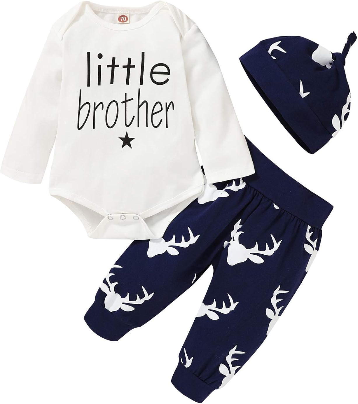 3Pcs Baby Boy Clothes Mommy's New Man Print Bodysuit Summe Cotton Short Sleeve Romper Moustache Pants+Hat Outfits Set: Clothing