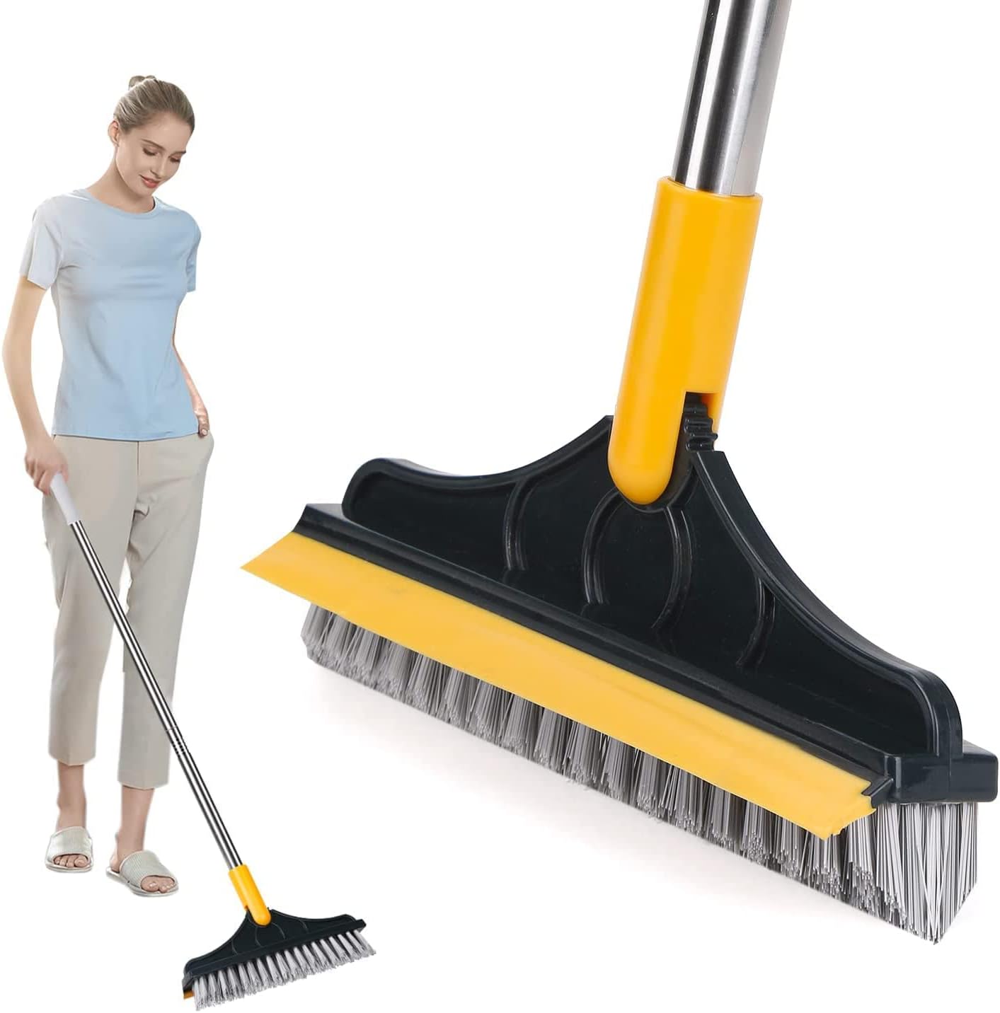DD RETAILS2 in 1 Tiles Cleaner Brush with Long Handle || 120° Rotating Bathroom Floor Cleaning Brush || Cleaning Brush for Home, Kitchen and Bathroom (Pack of 1)