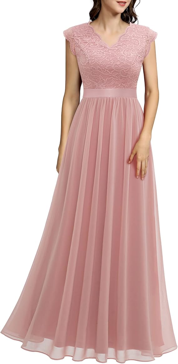 Sleeveless Lace Dress Wedding Party Gown