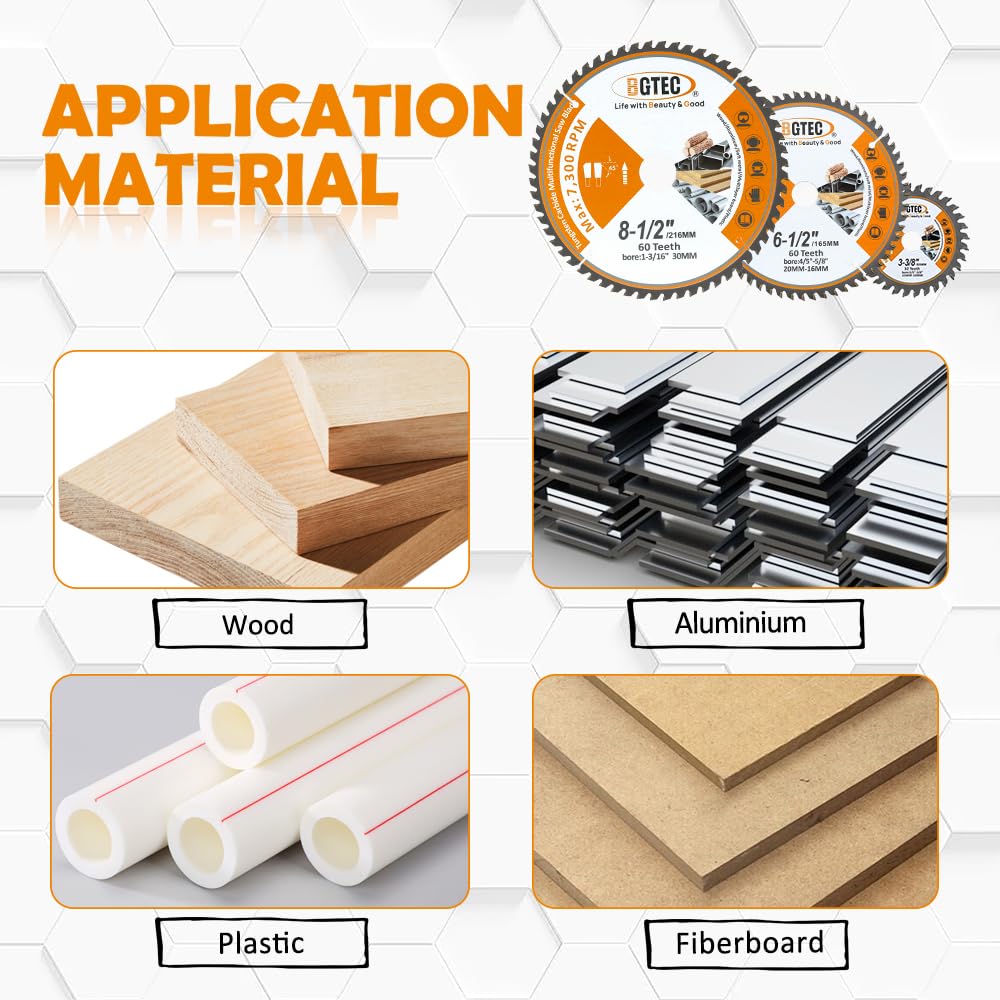 Lame per Seghe Circolari TCT con Denti in Metallo Duro per Uso Generale 165MM 60T con Foro di 20MM per Legno Alluminio Plastica Rame BGTEC, 5 Confezioni