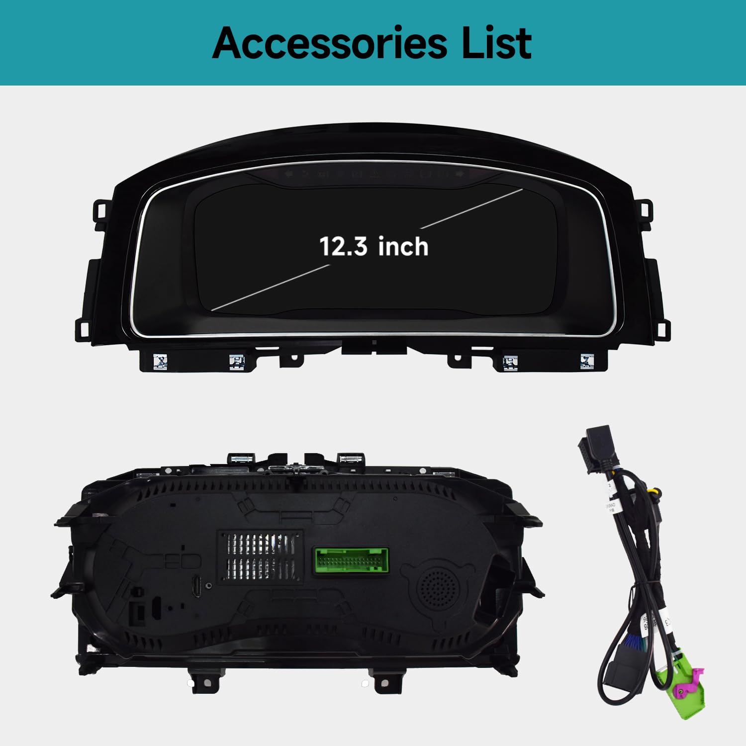 Quadro strumenti LCD 12,3 pollici compatibile con VW Golf 7 MK7 2013-2020. Pannello cockpit con HDMI e radio integrata.