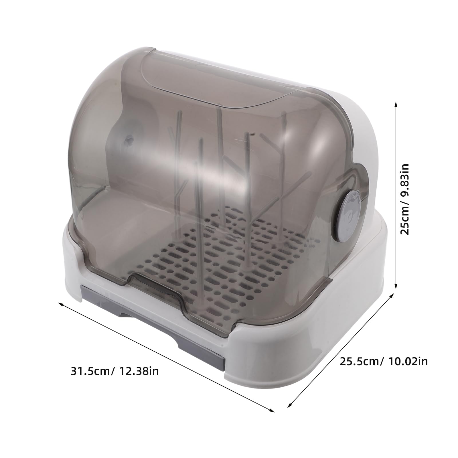 TOYANDONA Escurridor para Biberones Grande con Tapa Anti Polvo, Soporte de Secado Vertical con Rejilla Drenaje Desmontable, Estante Plástico para Almacenamiento y Secado de Botellas