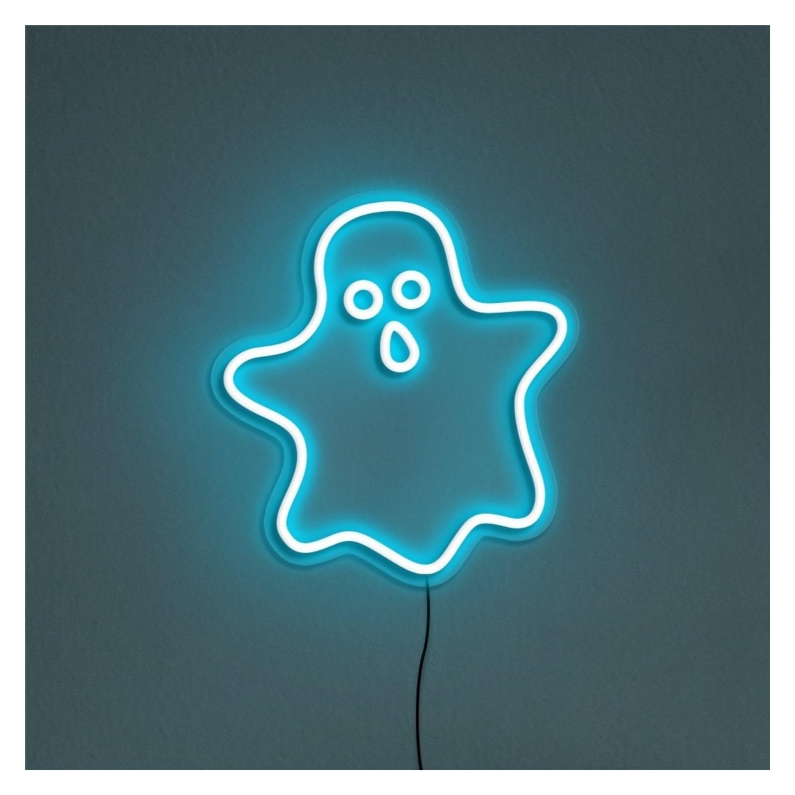 Hanging Art Neon Signs Ghost Neon Sign, Suitable For Game Room Decor With Brightness Adjustable 29cmx30cm(Ice blue)