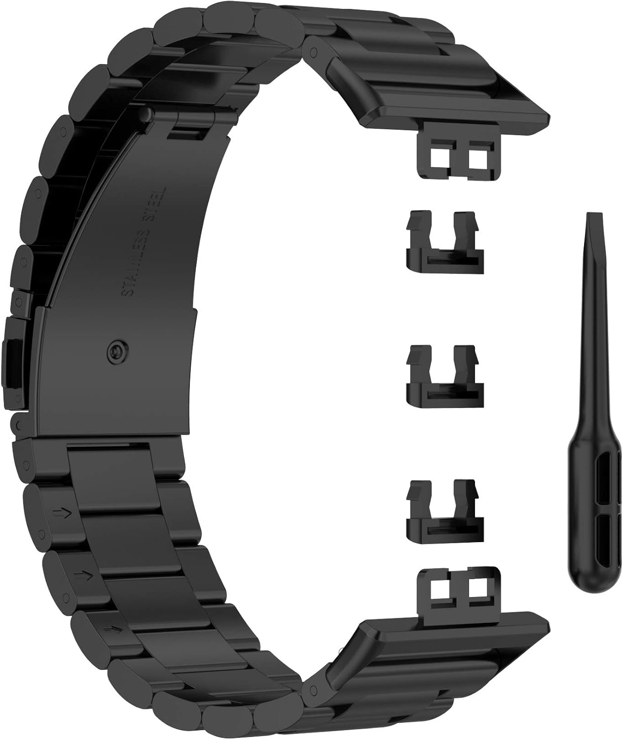 Bands Compatible with Huawei Watch Fit Smartwatch Solid Stainless Steel Wristband Link Metal Watch Band for Watch Fit Accessories