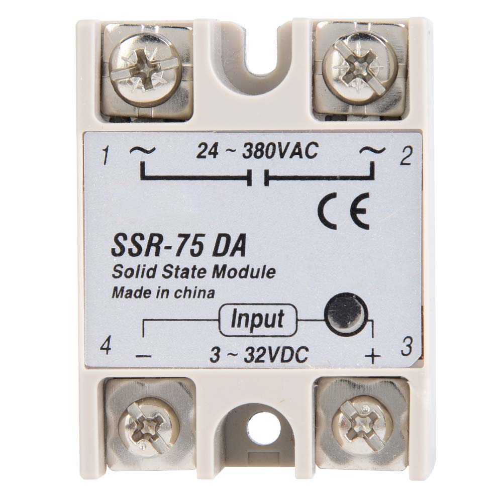 Respicefinem SSR-75DA 75Amp DC AC Solid State Relay 3-VDC Input 24-380VAC Output NO Type for Precision Industrial Automation Control