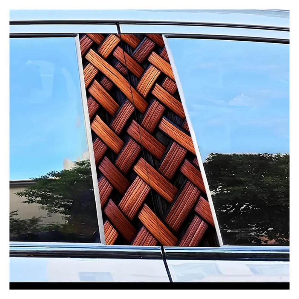 Autocollants pilier de fenêtre voiture texture tissée haut de gamme 2 pièces