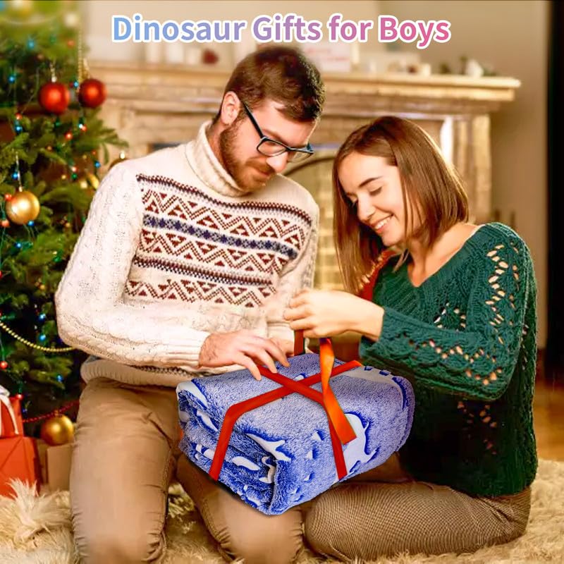 Image of Personalized Dinosaur Glow in The Dark Blanket for Kids, Toddler, Soft Fleece, 50 inchx 60 inch Birthday