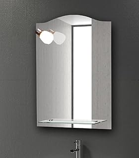 SPECCHIO BAGNO CON MENSOLA 70 x 50 RETTANGOLARE COMPLETO DI LUCE APPLIQUE
