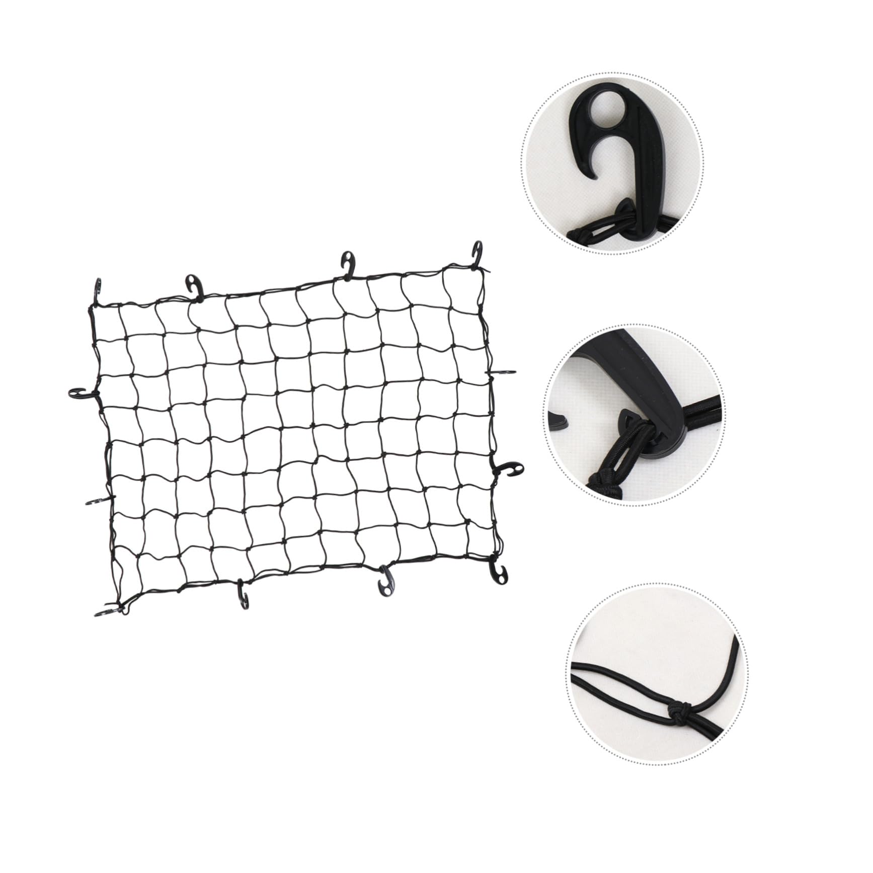 Filet Élastique en Latex pour Chargement Voiture 120x90 Cm Crochets Compatible Pick-up Camping-Car Sécurisation Bagages