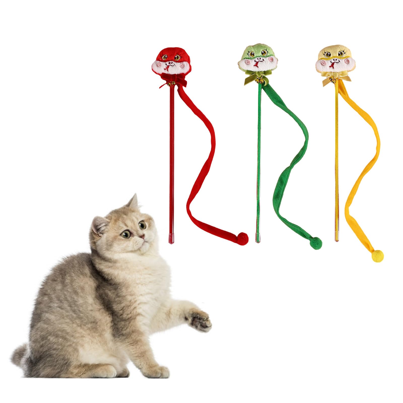 Chenyigo Snake Mascots Teasing Rod for Fun Interactive Play Kittens Wand Toy Felines Fitness Fishing Wand Toy Fun Exercise