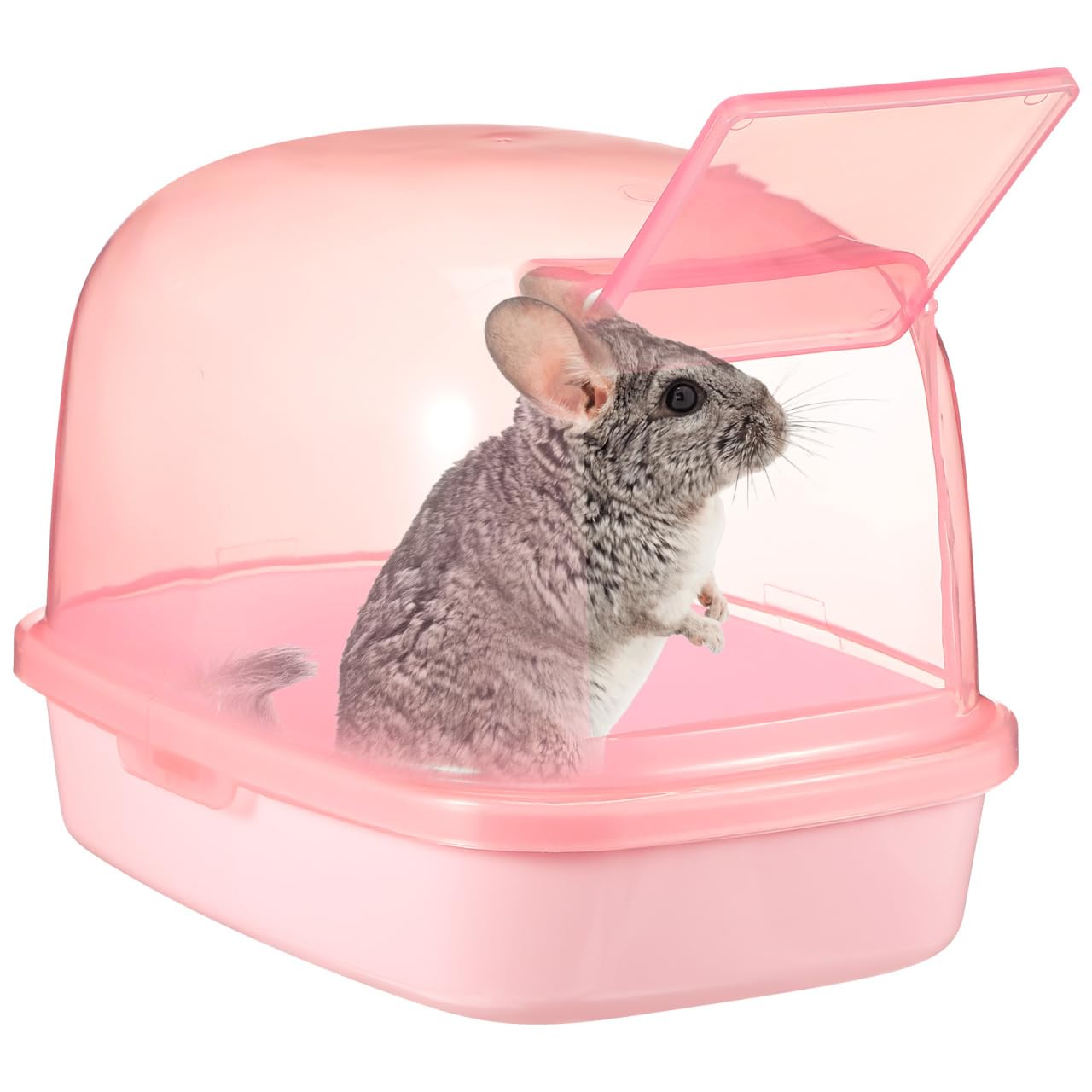 VANZACK Kunststoff Sandbad Box FüR Kleine Haustiere - Praktische Chinchilla Sauna Mit Transparentem Design Langlebig Und Hygienisch FüR Hamster Meerschweinchen Und EichhöRnchen - 23X16X17Cm