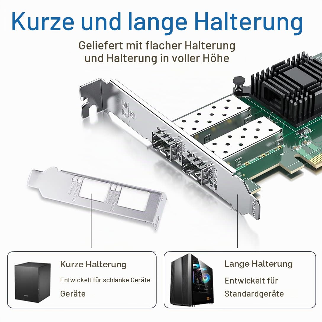 HiFiber 10G Ethernet karta sieciowa, 2 porty SFP+ NIC, 10 GbE CNA, SPEC Equal do X520-DA2, z kontrolerem Intel 82599ES, obsługa Windows Server/Linux/VMware (nie obsługuje MAC)