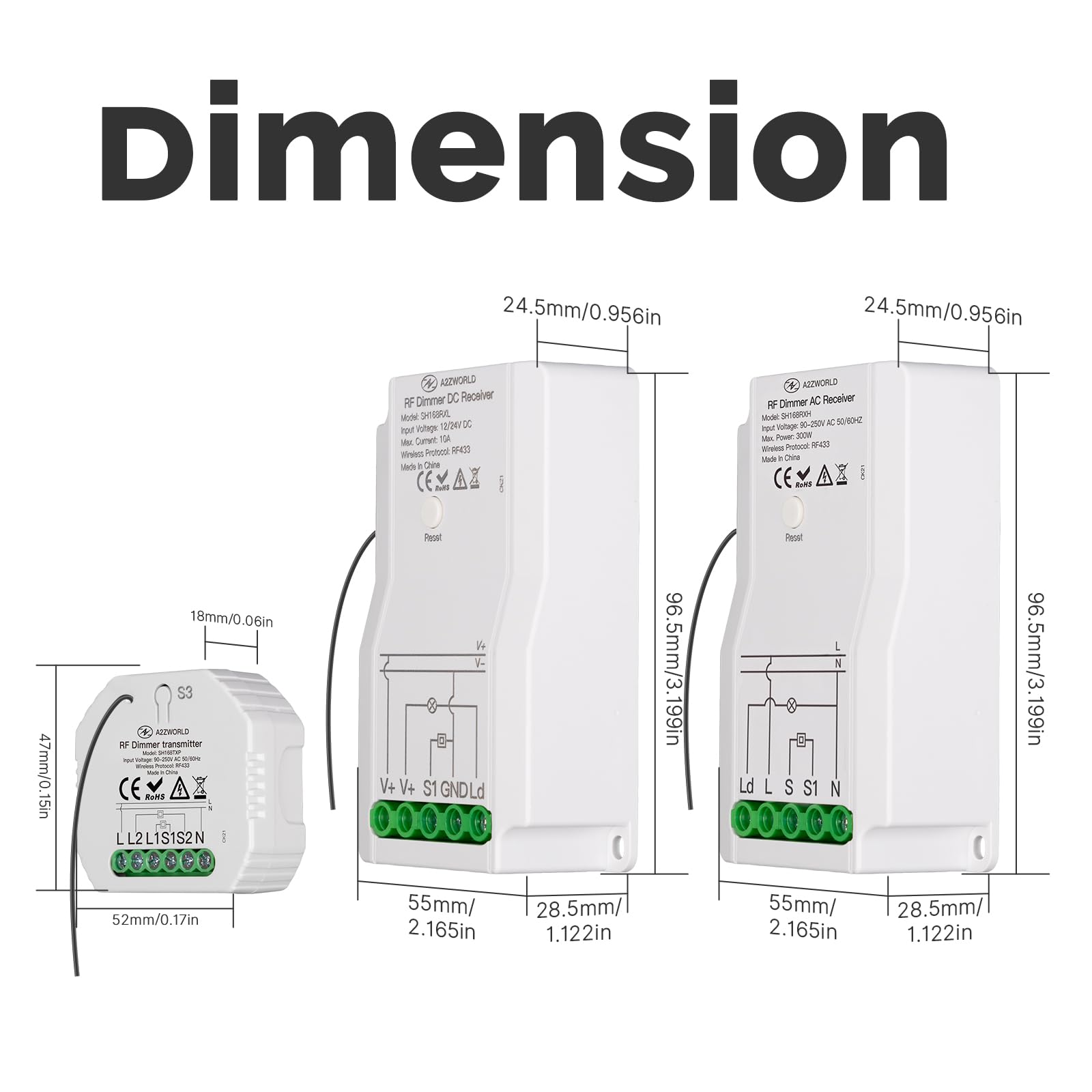 Dimmer RF433 Inalámbrico - Interruptor Y LED - Control Por Radiofrecuencia - Compatible Con Botones NA