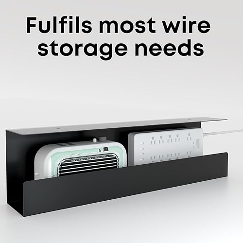 Miniatura 4 de Organizador de cables debajo del escritorio, bandeja de gestión de cables de 17 pulgadas, soporte para regleta de alimentación, organizador de