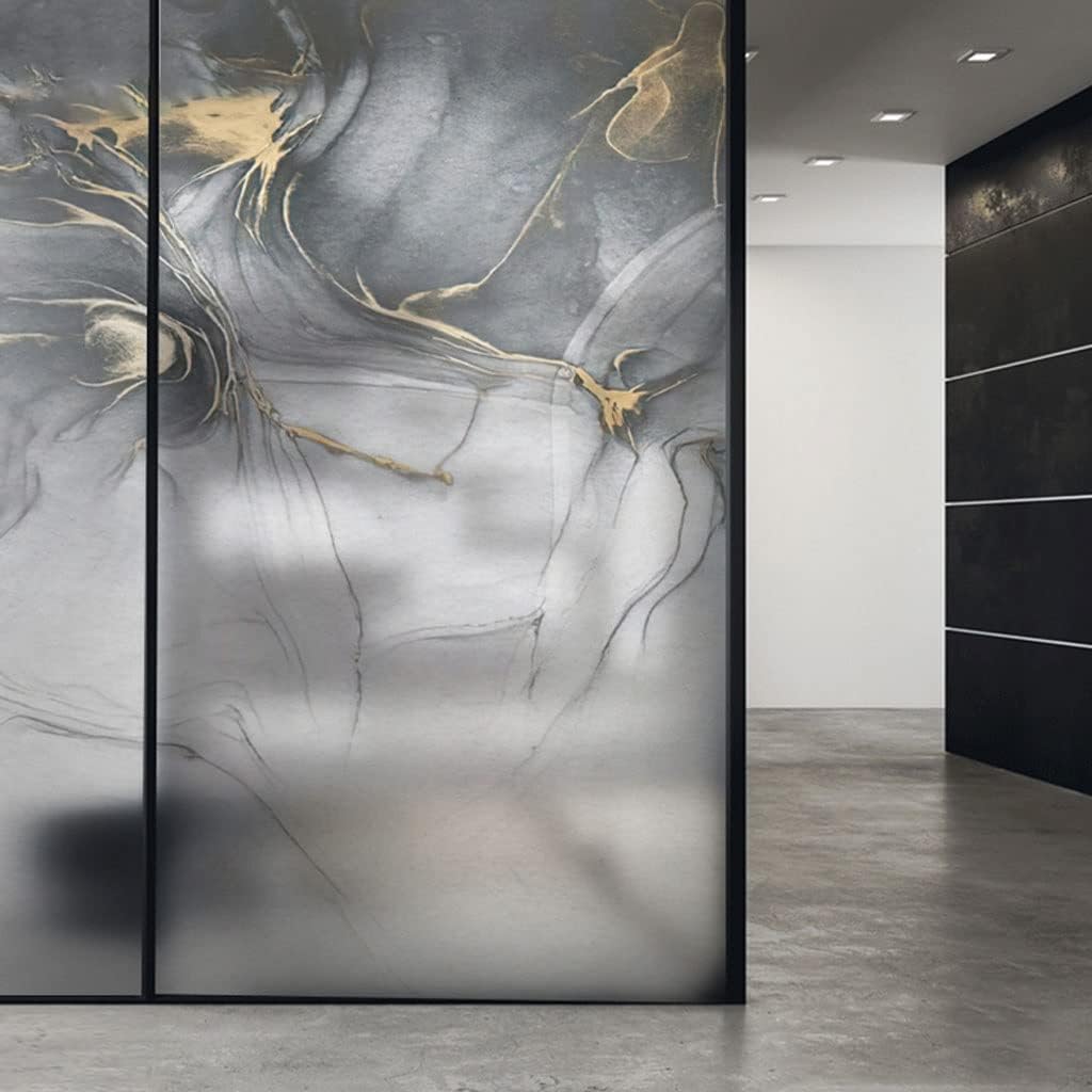Window Clings Window Glass Sticker Marble Office Frosted Decorative Window Film Suitable for Bathroom Toilet Anti-peep Window Film Privacy Window Film(D,45 * 120 cm)