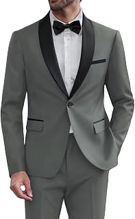 Mens Tuxedo Suit Set Slim Fit 2 Piece Dress Suit Shawl Lapel Tuxedo Jacket Pants for Wedding Dinner Prom Party