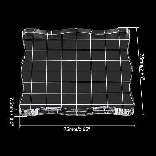Miniatura 9 de PATIKIL Bloque de sello acrílico de 4 x 4 pulgadas, paquete de 2 bloques de estampado transparentes con líneas de cuadrícula, bloques de montaje