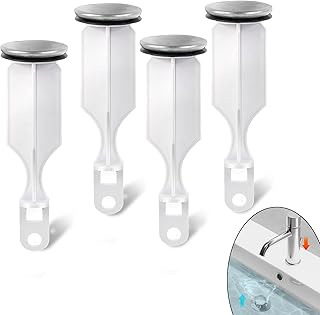 (4-Pack) Calvana Sink Pop-Up Stoppers, Compatible with PF0240, Not Universal, Fits Drains with Holes Less Than 1.35" Diameter, Overall Height 4.45", Outer Diameter 1.35", Brushed Nickel Finish