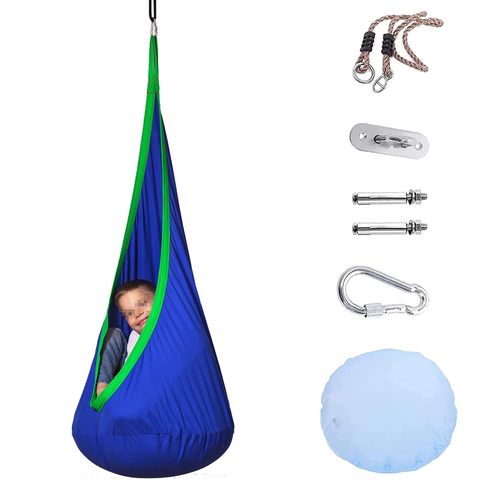 TOPIND Kids Pod Swing Seat 100% Cotton Child Hammock Chair for Indoor and Outdoor Also Used for Hammock with Stand ,Child's Rope Hanging Sensory Seat Nest