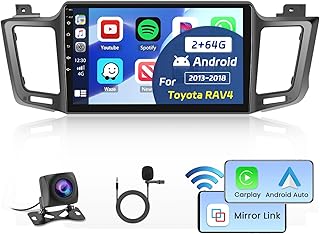 for 2013-2018 Toyota RAV4 Radio, Apple CarPlay Android 11 Car Stereo with Android Auto 10.1 Inch Touch Screen Bluetooth Car Audio Receiver Supports GPS Navigation WiFi Backup Camera FM RDS HiFi