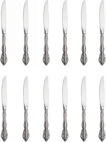 Aimilan Cuchillos de cena de 12 piezas, cuchillos de cubiertos finos Michelangelo, cuchillos de cubiertos de lujo, cuchillos de acero inoxidable