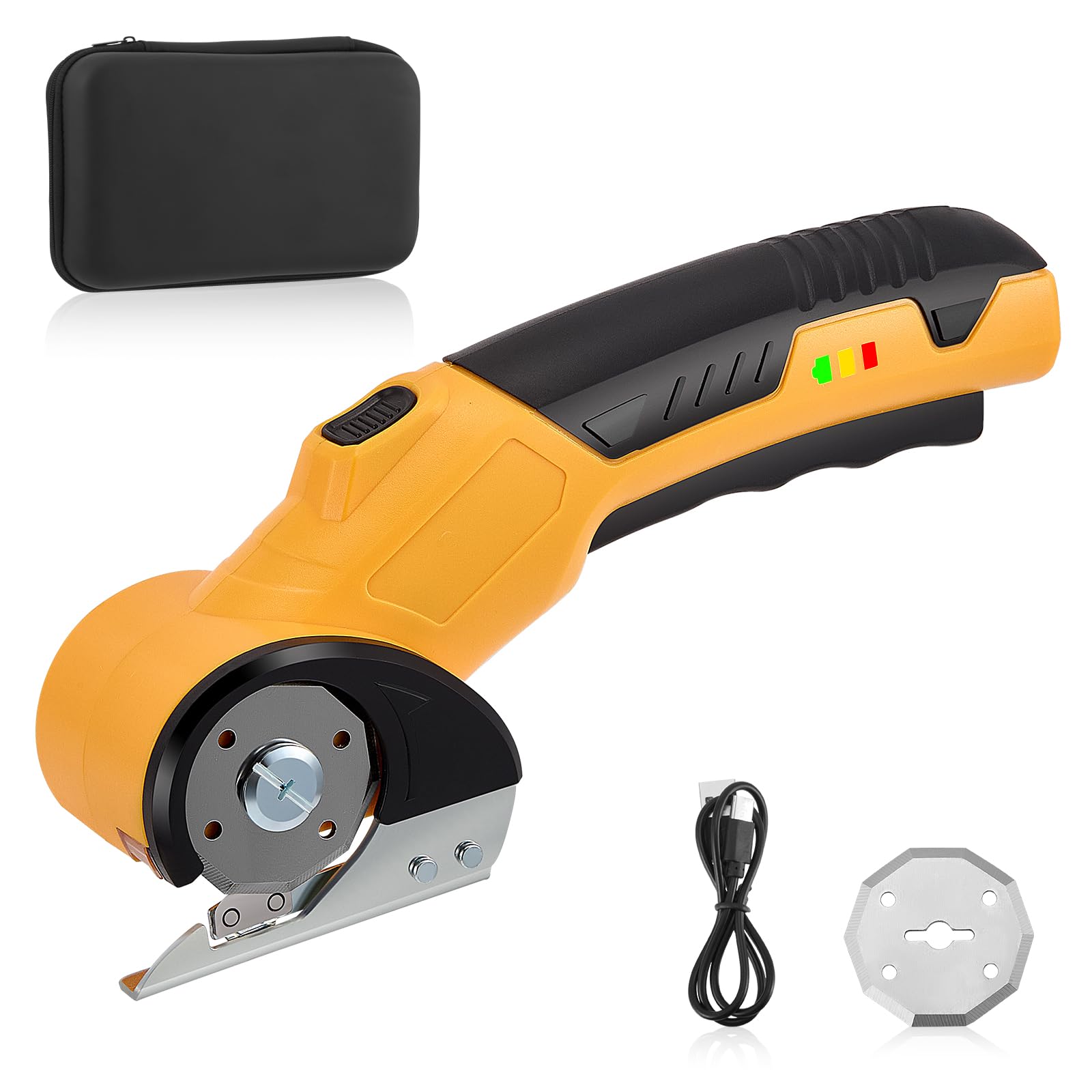 Taglierina Elettrica Forbici Elettriche,Taglierina per Cartone,senza fili, universale, per cartone, con 2 lame,Universale a per Carta, cartone, Tessuti, Moquette, Pelle