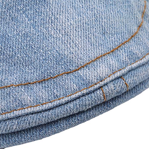 Sevenfly Men Denim Jeans Newsboy Beret Hat Duckbill Buckle Cabbie Cap(Light Blue) #TOP4